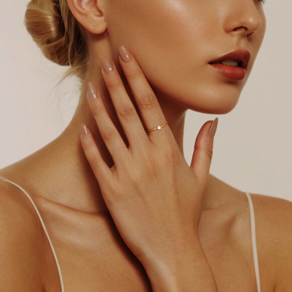 Solitaire Bezel 14K (or 18k upon request) Yellow Gold Diamond Ring - Picture 2 of 5